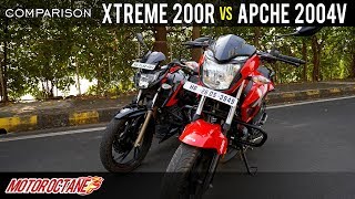 TVS Apache 200 4V vs Hero Xtreme 200R Comparison  Hindi  MotorOctane [upl. by Eedia642]