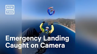 Close Call Paraglider Makes Emergency Landing [upl. by Nilhsa]