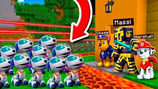 PAW PATROL ME AYUDA A DEFENDER MI CASA DE APOCALIPSIS DE PERROBOT EN MINECRAFT 😱 [upl. by Dreeda351]