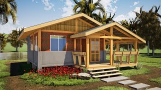 House design 6mx5m 2 Bedrooms half concrete half amakan bahay kubo design Part 2 [upl. by Assilac]