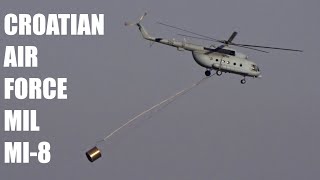 Croatian Air Force  Mil Mi8 with Water Bucket  Landing [upl. by Auhs]