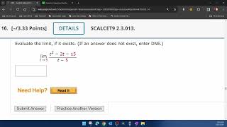 Calculus 1  HW1 Q16  23013  WebAssign [upl. by Azarria37]