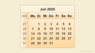 Kalender Juli 2025 [upl. by Ennaul]