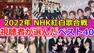 【2022年NHK紅白歌合戦】 🌟1番良かった出場者ランキングTOP４０🌟 紅白歌合戦 ランキング JO1 NiziU なにわ男子 [upl. by Saitam]