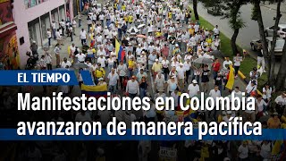 Jornada de manifestaciones en Colombia avanzó de manera pacífica El Tiempo [upl. by Naesar]