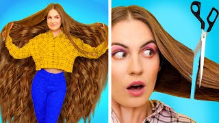 LONG HAIR VS SHORT HAIR Funny Beauty Hacks and Viral Makeup Ideas [upl. by Savory]