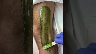 Professional leg wax service performed with premium Emerald green wax from Starpil [upl. by Munn]