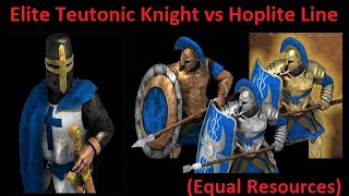 Elite Teutonic Knight AoE2 vs Hoplite Phalangite and Centurion RoR [upl. by Yuzik]