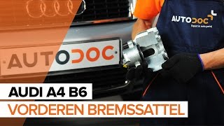 Wie AUDI A4 B6 vorderen Bremssattel wechseln TUTORIAL  AUTODOC [upl. by Hgielrebma202]