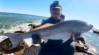 THE EPIC BULL RED DRUM BITE IS HERE Murrells Inlet Jetty Fishing  Myrtle Beach SC [upl. by Ly]