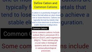 Defination of Cation and common cations cation [upl. by Basilio]