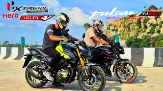 2024 Hero Xtreme 160r 4v Vs Bajaj Pulsar n160  Drag Race 🔥 Bajaj Vs Hero [upl. by Terrell705]