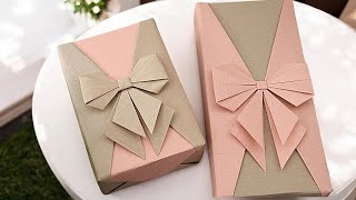 GIFT PACKING  RECTANGULAR GIFT WRAPPINGORIGAMI PAPER RIBBON BOW DECORATION  ISasaki Original [upl. by Arama]