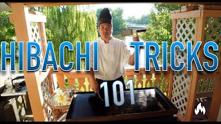 Pro Hibachi Chef teaches Hibachi Tricks 101 How to spin the spatula  How to juggle eggs [upl. by Pengelly727]