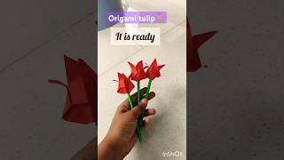 Diy without glue origami tulip🌷 [upl. by Lachlan]