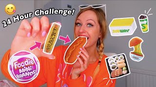 Letting the New FOODIE MINI BRANDS Decide what I Eat for 24 Hours Challenge😱🍣🌭🍦🍪 BAD IDEA😳 [upl. by Pierce]