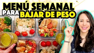 🔥 MENÚ SEMANAL para BAJAR DE PESO 🔥 cocina en 2 horas y con pocos ingredientes ✅ [upl. by Aritak560]