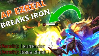 HOW TO ONESHOT YOUR WAY OUT OF IRON WITH AP EZREAL 20 kills [upl. by Brietta]