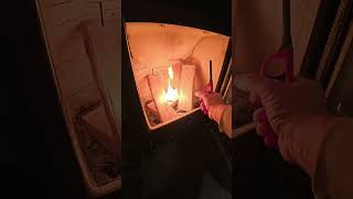 Lighting our wood burner Wiking Mini 2 stove Печки камины [upl. by Notelrac383]