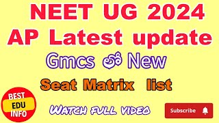 NEET UG 2024 AP LATEST UPDATE NEW MBBS SEATS IN GMCS [upl. by Acemat]