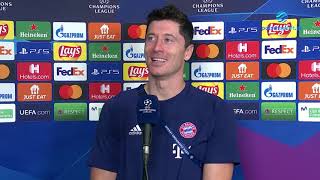 Robert Lewandowski strzelił dwa gole w meczu z Barceloną quotWiedzieliśmy co mamy robićquot [upl. by Dinnage]