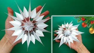 3D Snowflake paper for the New Year  How to make  Sample Idea Crafts Christmas  折り紙 クリスマス 3D ❄️ [upl. by Puiia]