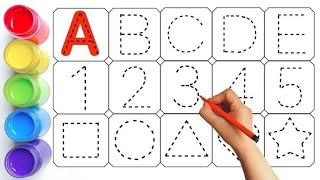 ABCD Alphabet Educational Dotted TracingABC123Shapes Learn to count one two three1 to 100 [upl. by Metts]