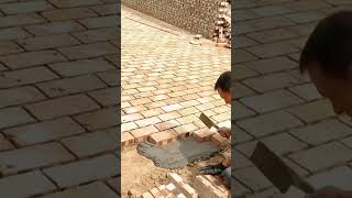 Paving process of permeable red brick flooring for courtyards [upl. by Margetts857]