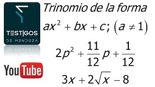 FACTORIZACIÓN TRINOMIOS DE FORMA ax²bxc CON FRACCIONES Y RADICALES EJERCICIOS 3 [upl. by Nemrac]