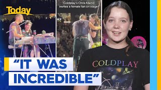 Coldplay fan brought on stage by Chris Martin during concert  Today Show Australia [upl. by Nnayelsel829]