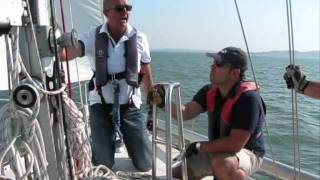 Poling out the jib  sailing downwind [upl. by Aidnahs]