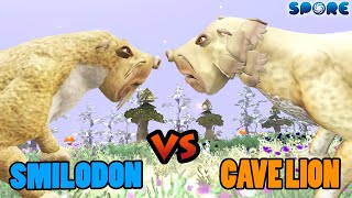 Smilodon vs Cave Lion Prehistoric Beast Battle S2E7  SPORE [upl. by Annoeik]