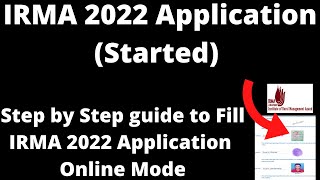 IRMA 2022 Application Started  How to Fill Official IRMA 2022 Application Form Online Mode [upl. by Stephens]