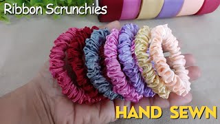 Diy Scrunchies  How to Make Ribbon Scrunchies for sale  DIY Hand Sewn Scrunchy Tutorial Hair Ties [upl. by Htur151]