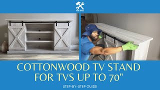 Twin Star Home Cottonwood TV Stand TVs Up to 70quot Sliding Barn Door Assembly  Lorraine Media Console [upl. by Ut]