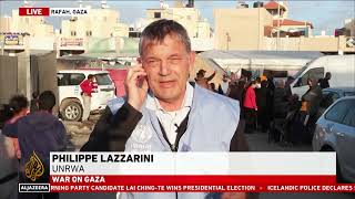 UNRWA Commissioner General Philippe Lazzarini on Al Jazeera from Gaza on 100 day of war  14012024 [upl. by Attehcram]