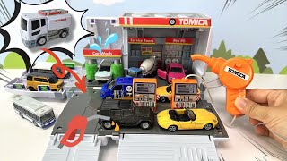 토미카 주유소 놀이ㅣ 변신 장난감 자동차 ㅣ실제 자동차 비교 놀이 Tomika Toys Gas Station Play a transformational toy car [upl. by Moriyama410]