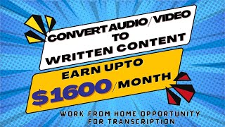 Freelance Transcription jobs from home  Earn dollars online without investment transcription [upl. by Aleekat]