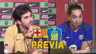 PERE ROMEU y CATA COLL rueda de prensa FC BARCELONA vs STPÖLTEN [upl. by Nylirrehs]