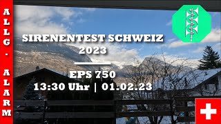 Sirenentest Schweiz 2023  BrigGlis  EPS 750  Allgemeiner Alarm [upl. by Yenettirb500]