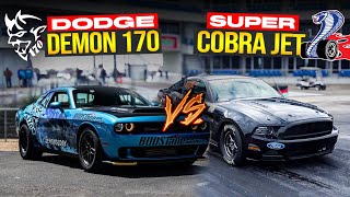 Dodge Demon 170 vs Super Cobra Jet 14 mile Drag Race  Demonology Drag Racing [upl. by Noorah67]