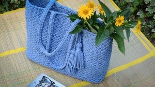 How to make macrame bag  tote  beach bag  DIY bag tutorial  ENPL [upl. by Eimerej]