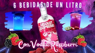 6 bebidas de un Litro con Vodka Absolut Raspberri  Bebidas para negocio o fiesta 😜🌹✨ [upl. by Gerdy]