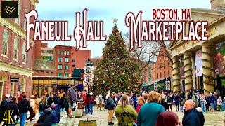 Boston MA Walking Tour 4K  Faneuil Hall Quincy Market [upl. by Nomael717]