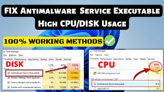 FIX Antimalware Service Executable High CPU RAM amp DISK USAGE On Windows 1110 [upl. by Lady440]