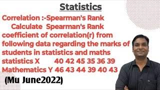 Correlation Spearmans Rank Example2 Calculate Spearmans Rank coefficient of correlationr [upl. by Ahsitil]