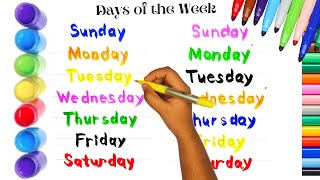 Days Of The Weeks Writting  Sunday  Monday  Tuesday  Wednesday  Thursday  Friday  Saturday 🎨 [upl. by Anilyx614]