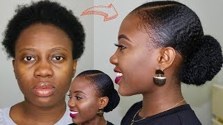 SHE DID IT AGAIN Sleek Faux Bun on Short 4C Natural Hair Tutorial [upl. by Paulo]