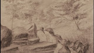 Waterfall Landscape Drawing [upl. by Yerrok]