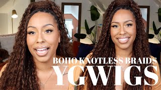 THIS COLOR 🍂🤎  BROWN BOHO KNOTLESS BRAIDS   MY MAINTENANCE MUST HAVES  ft YGWIGS [upl. by Settle598]